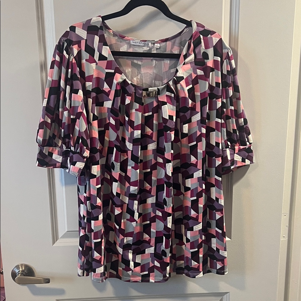 Notations Multicolor Geometric Blouse